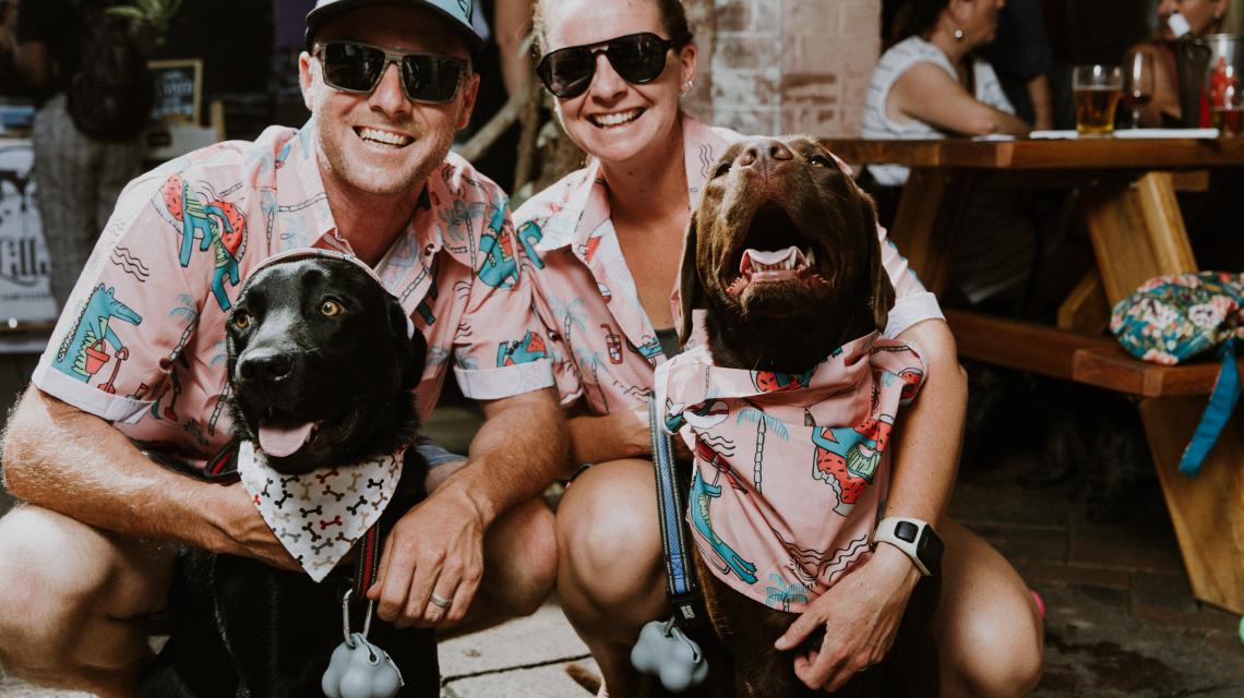 A Mum, Dad and their two dogs!